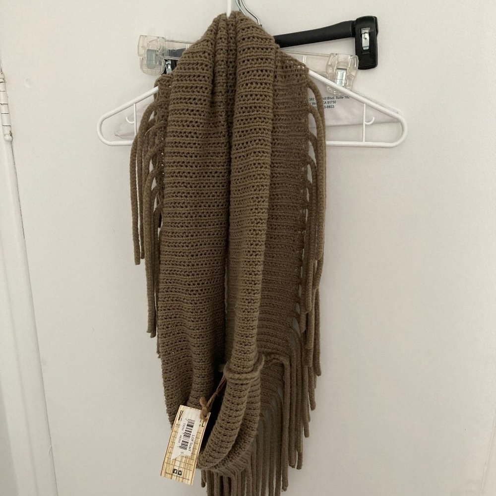 Women's Brown Knit Infinity Scarf with Tassels